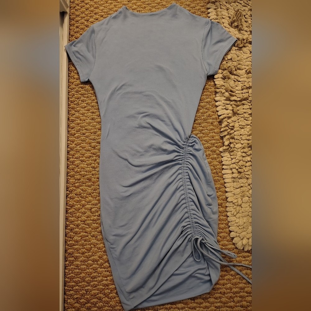 Light Blue Ruched Midi Dress